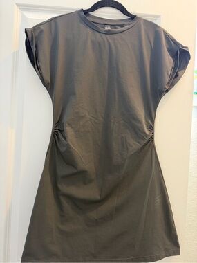 SHEIN Dark Gray Side-Ruched Tee Dress